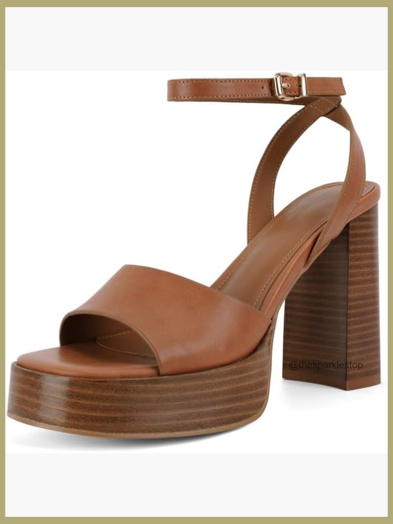Chunky High Heel Platform Sandals With Ankle Strap
